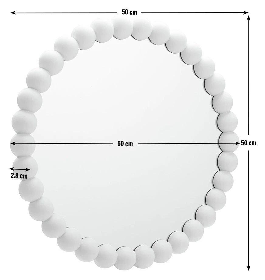 Habitat Beaded Round Wall Mirror - White - 50x50cm 3 Habitat Beaded Round Wall Mirror - White - 50x50cm - Image 3
