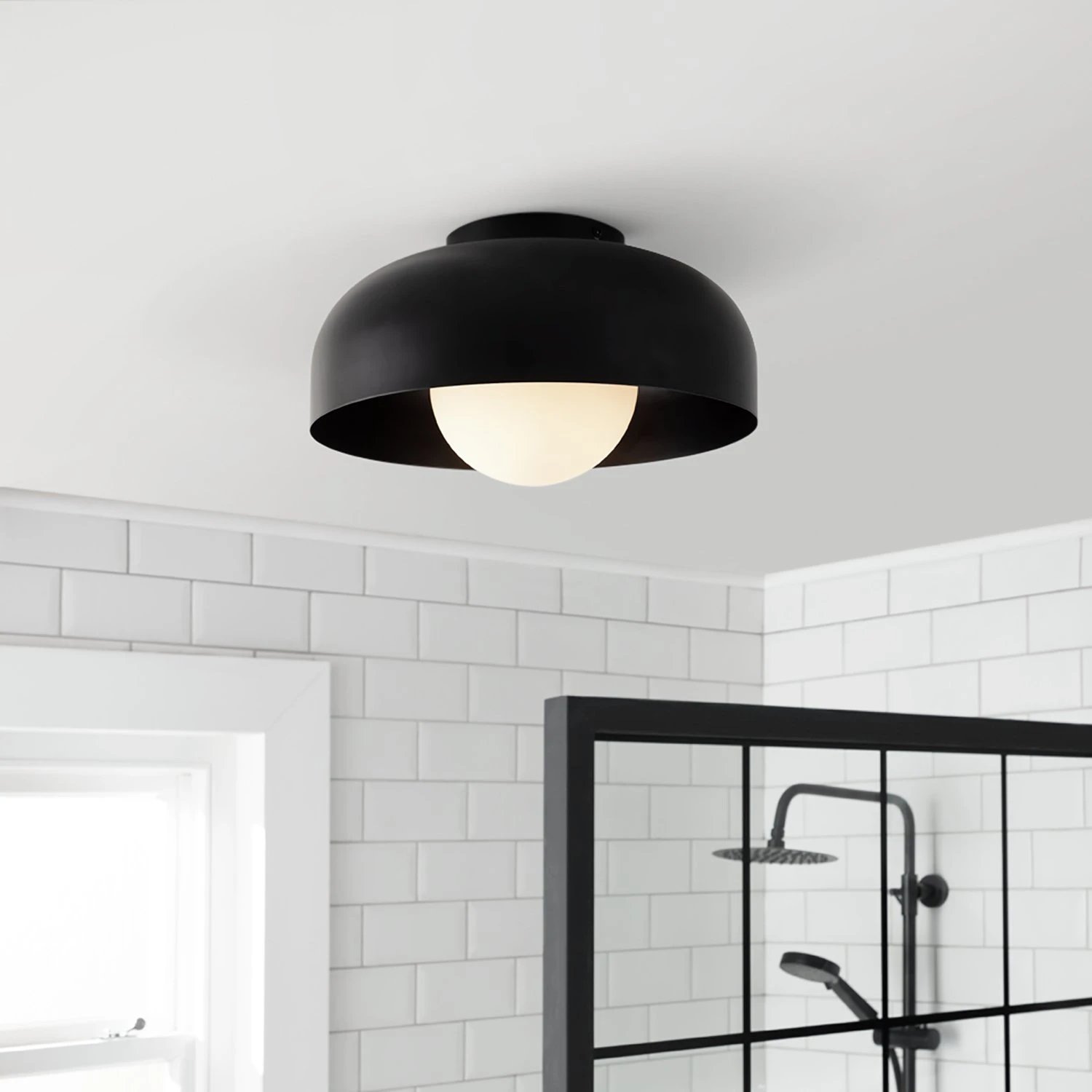 Habitat Modern Globe Metal Bathroom Ceiling Light - Black 1 Habitat Modern Globe Metal Bathroom Ceiling Light - Black