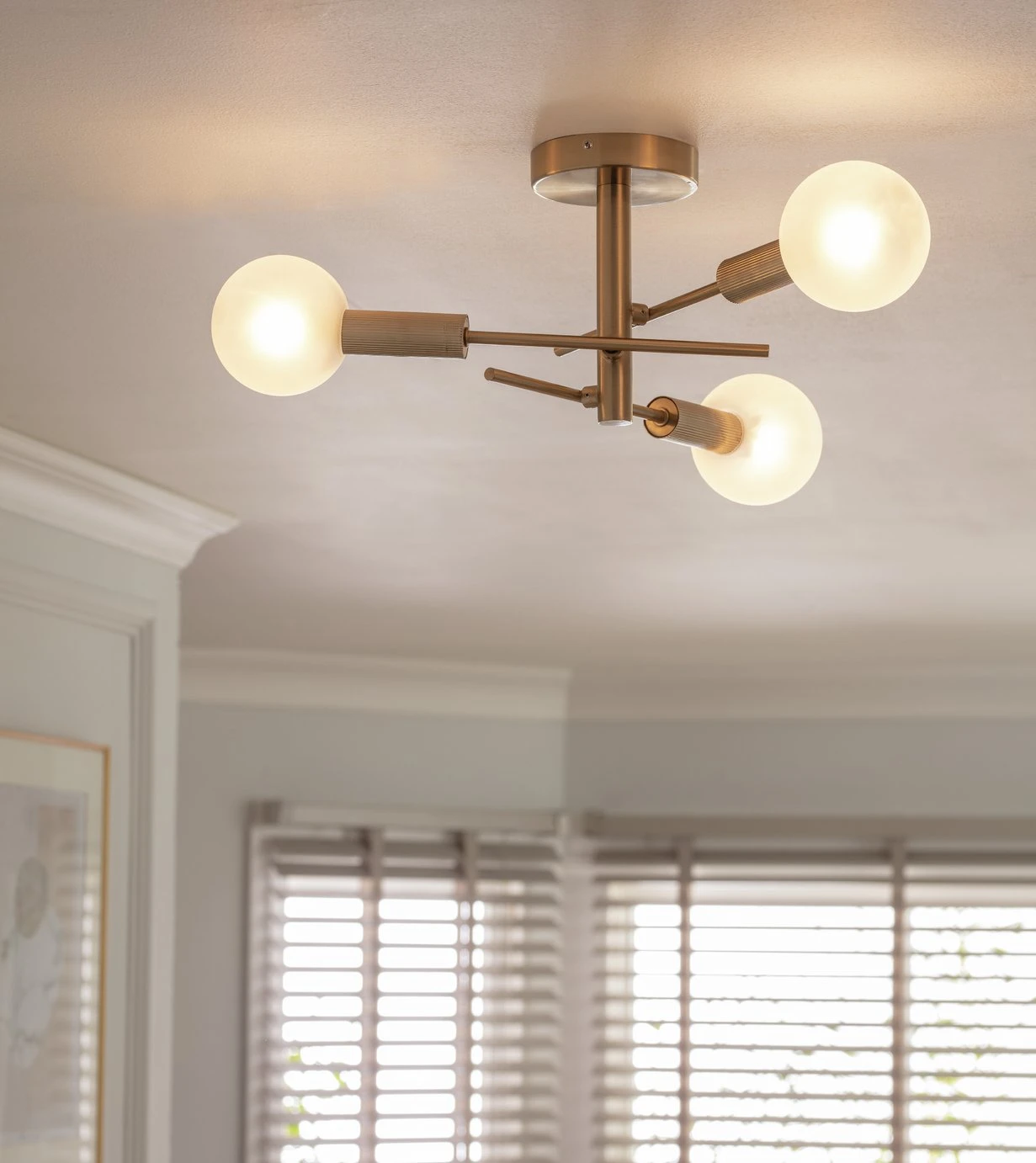 Habitat Globe Ribbed Metal Bathroom Ceiling Light - Brass 7 Habitat Globe Ribbed Metal Bathroom Ceiling Light - Brass - Image 7