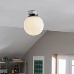 Habitat Opal Glass Bathroom Flush Ceiling Light - White -Home Products Store 1233759 R Z002C