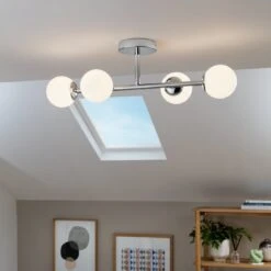 Habitat Metal 4 Light Bathroom Flush Ceiling Light - Chrome 11 Habitat Metal 4 Light Bathroom Flush Ceiling Light - Chrome -Home Products Store 1233807 R Z002C