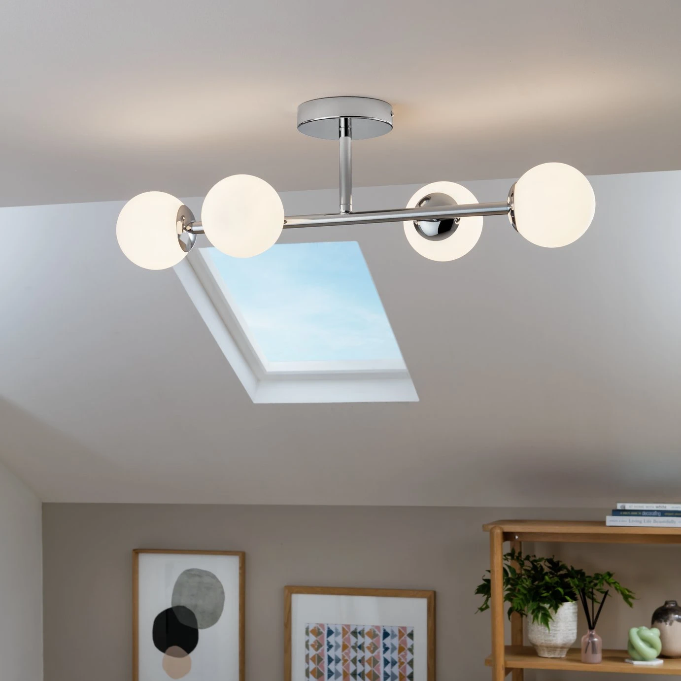 Habitat Metal 4 Light Bathroom Flush Ceiling Light - Chrome 6 Habitat Metal 4 Light Bathroom Flush Ceiling Light - Chrome - Image 6