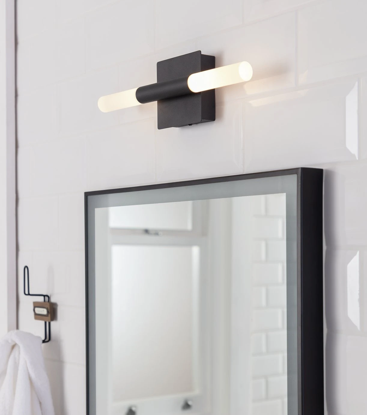 Habitat Metal 2 Light LED Bathroom Wall Light - Black 1 Habitat Metal 2 Light LED Bathroom Wall Light - Black