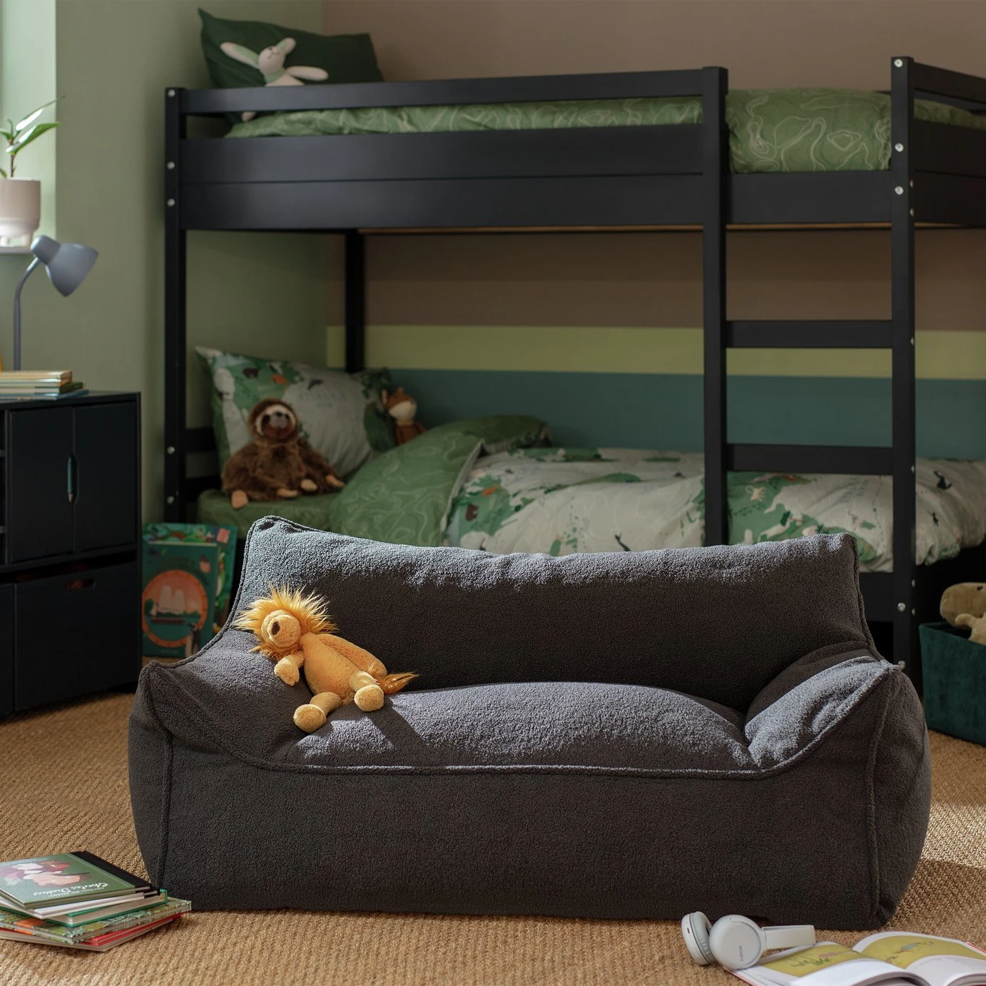 Habitat Kids Double Chair Bean Bag - Charcoal 1 Habitat Kids Double Chair Bean Bag - Charcoal