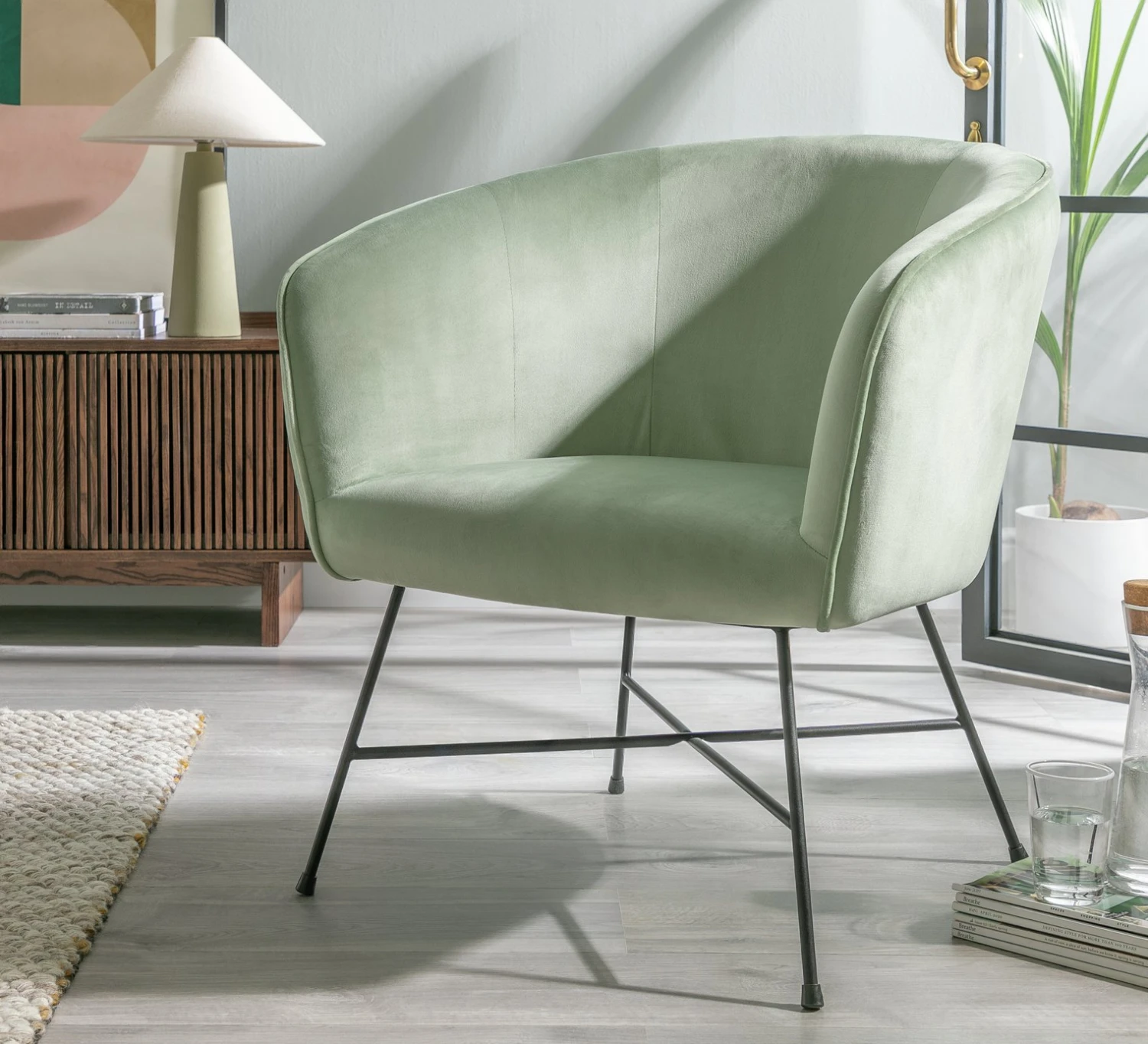 Habitat Jax Metal Accent Chair - Mint Green 2 Habitat Jax Metal Accent Chair - Mint Green - Image 2
