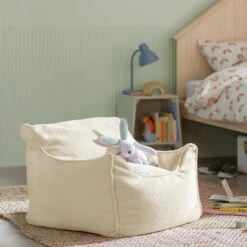 Habitat Kids Single Chair Boucle Bean Bag - Off White