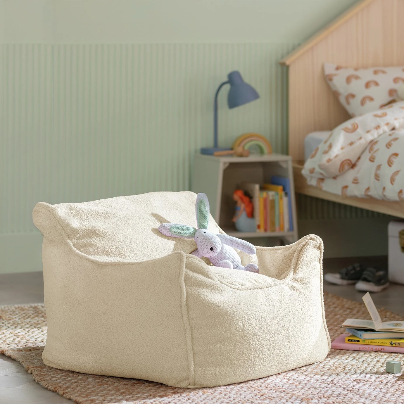 Habitat Kids Single Chair Boucle Bean Bag - Off White 1 Habitat Kids Single Chair Boucle Bean Bag - Off White