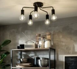 Habitat Rayner Steel 5 Light LED Flush Ceiling Light - Black -Home Products Store 1518261 R Z003C