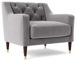 Swoon Pritchard Velvet Armchair - Silver Grey -Home Products Store 2007795 R Z002A