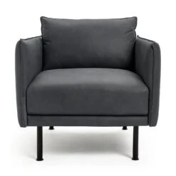 Habitat Moore Leather Armchair - Dark Grey