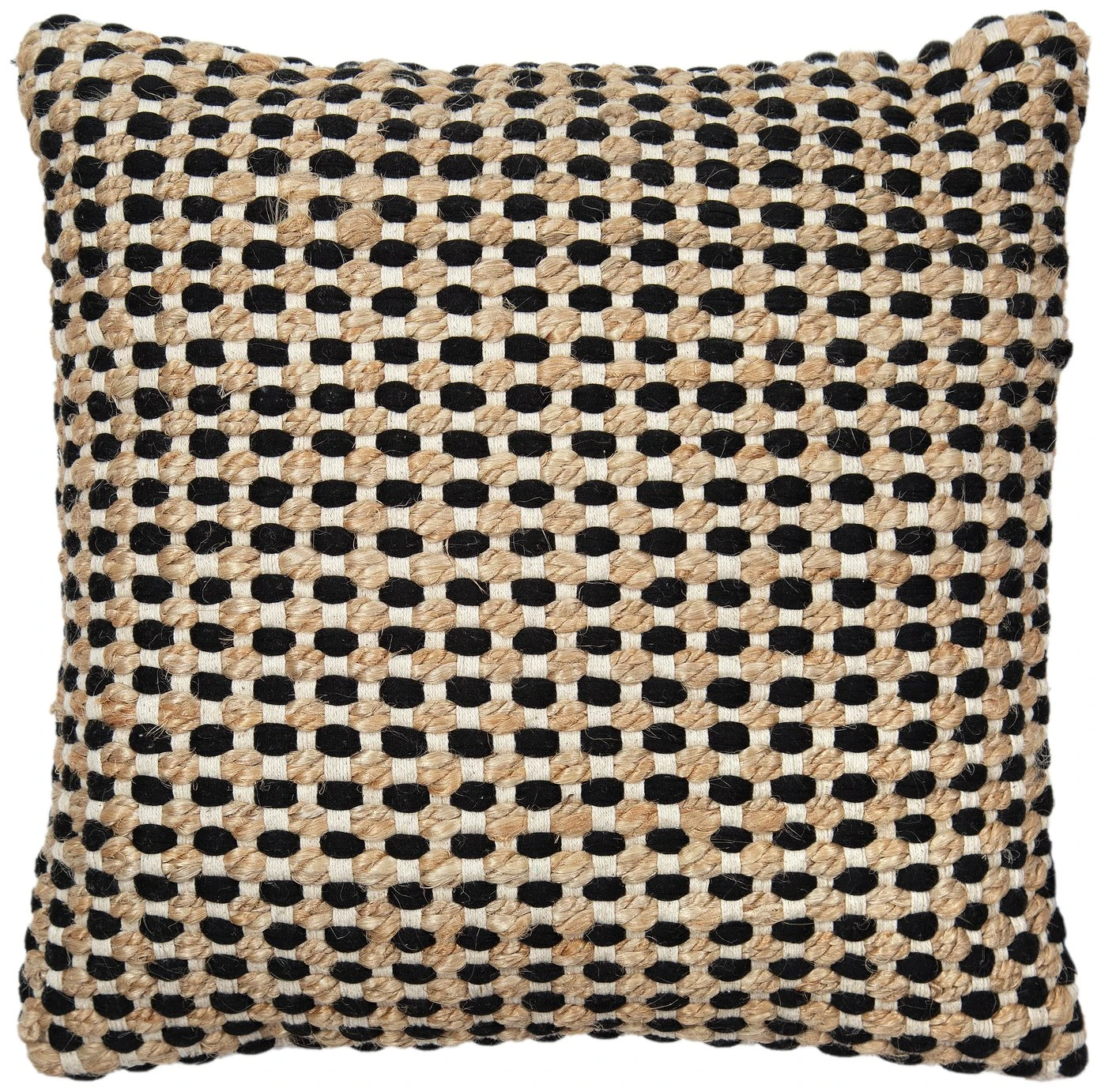 Habitat Jute Mono Check Cushion - Natural - 43X43cm 1 Habitat Jute Mono Check Cushion - Natural - 43X43cm