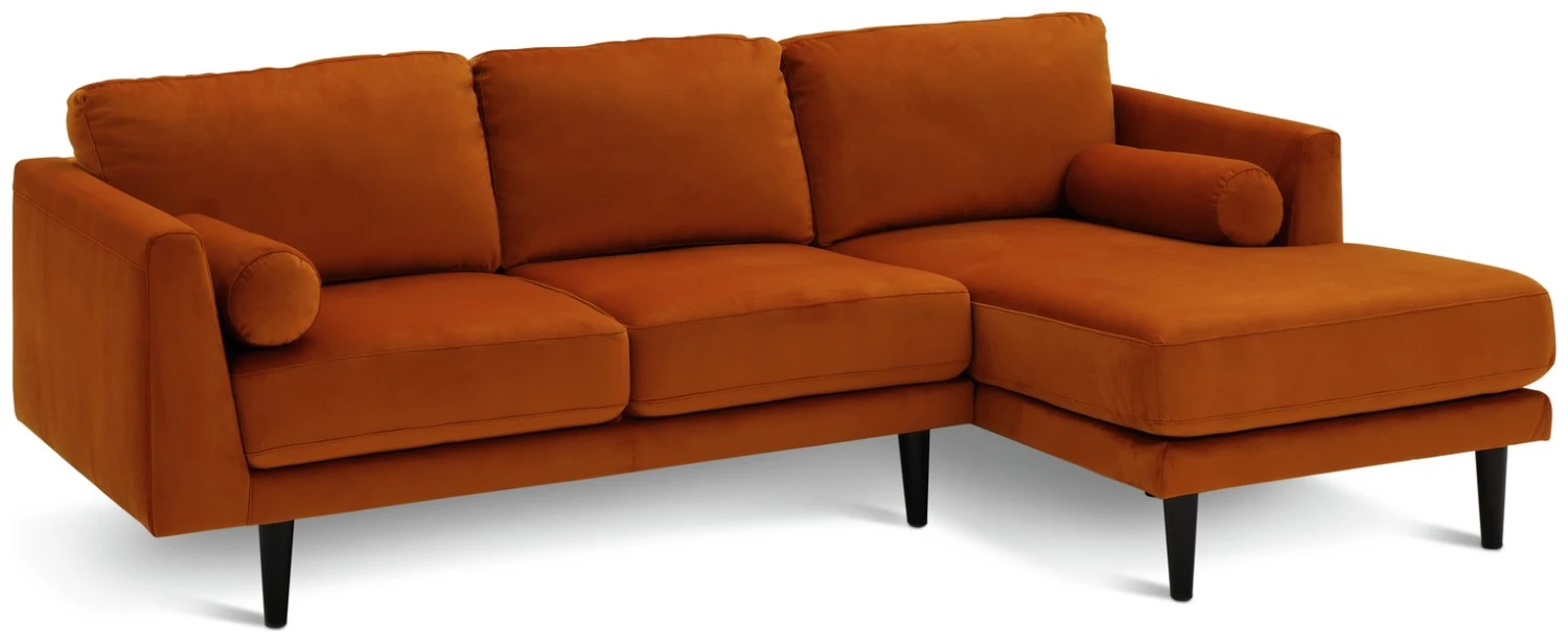 Habitat Jacob Velvet Right Hand Corner Sofa - Orange 1 Habitat Jacob Velvet Right Hand Corner Sofa - Orange