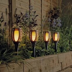 Garden By Sainsbury's Solar Dancing Flame Torch - 4 Pack