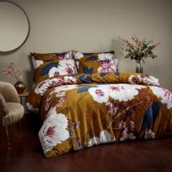 Paoletti Cotton Kyoto Floral 200TC Brown Bedding Set- Double -Home Products Store 3066302 R Z003A