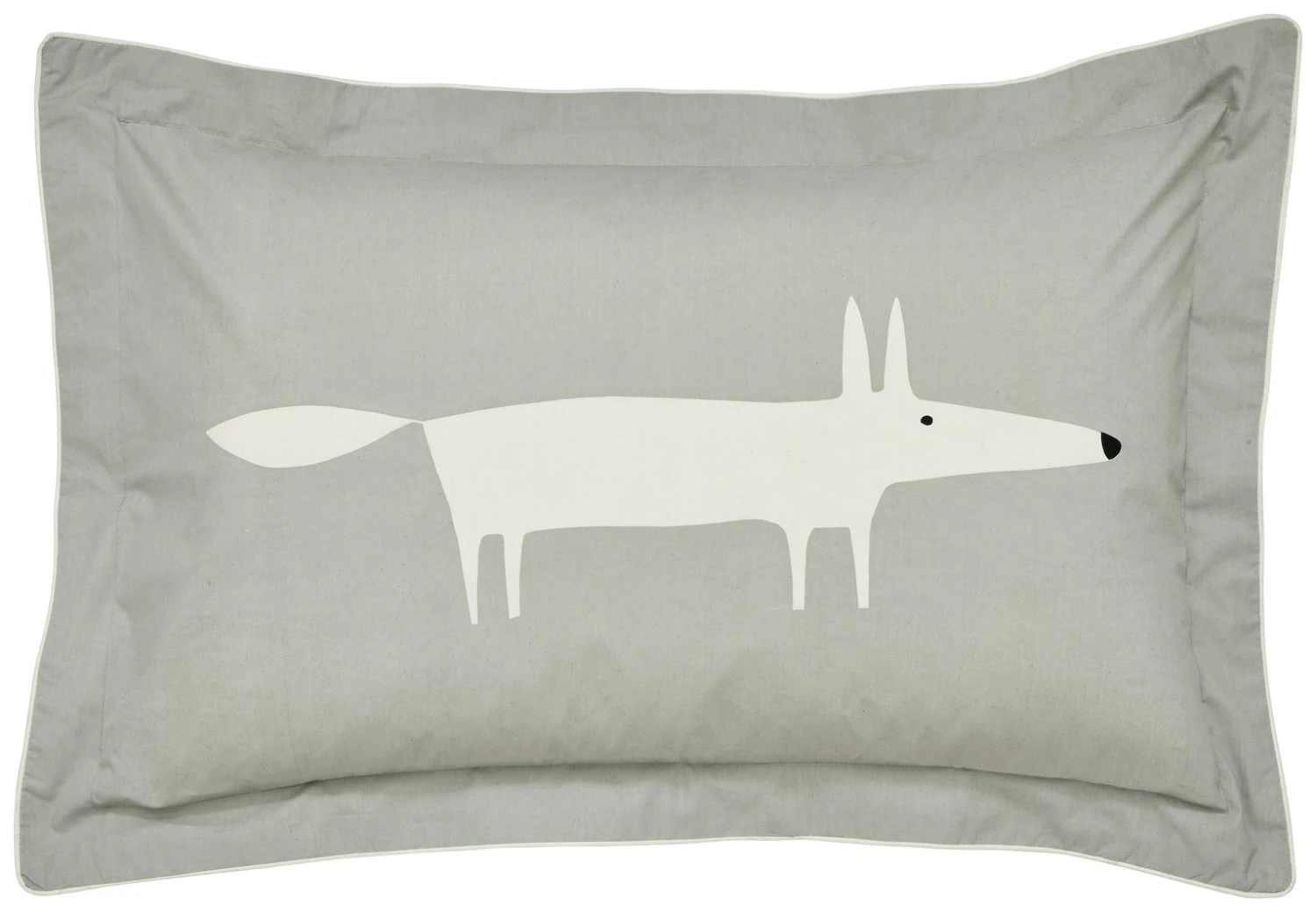 Scion Cotton Mr Fox Patterned Pillowcase - Silver 1 Scion Cotton Mr Fox Patterned Pillowcase - Silver