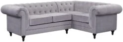 Habitat Chesterfield Velvet Left Hand Corner Sofa-Light Grey -Home Products Store 3106633 R Z002A