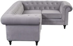 Habitat Chesterfield Velvet Left Hand Corner Sofa-Light Grey -Home Products Store 3106633 R Z004A