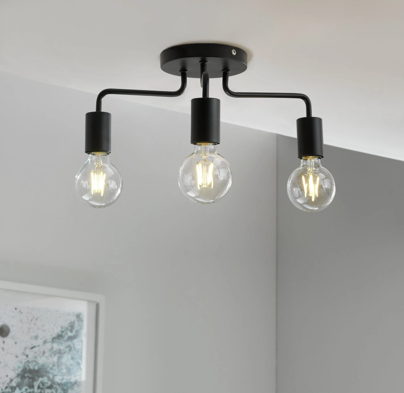 Habitat Rayner Steel 3 Light LED Flush Ceiling Light - Black 7 Habitat Rayner Steel 3 Light LED Flush Ceiling Light - Black - Image 7