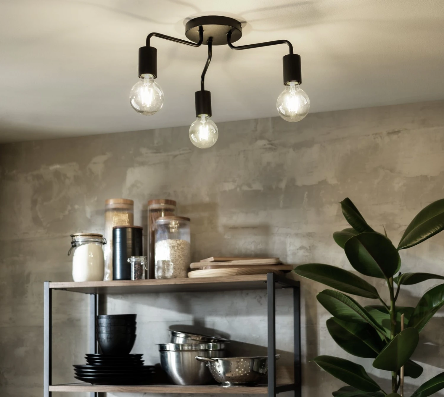 Habitat Rayner Steel 3 Light LED Flush Ceiling Light - Black 8 Habitat Rayner Steel 3 Light LED Flush Ceiling Light - Black - Image 8