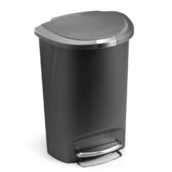 Simplehuman 50 Litre Plastic Semi Round Pedal Bin - Grey