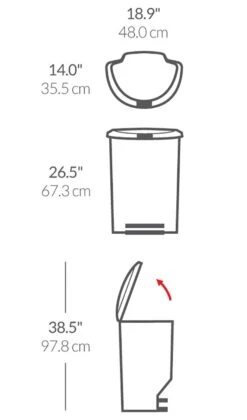 Simplehuman 50 Litre Plastic Semi Round Pedal Bin - Grey -Home Products Store 3295915 R Z020A