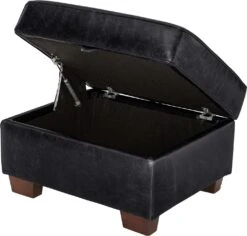 Habitat Salisbury Leather Storage Footstool - Black -Home Products Store 3654666 R Z003A