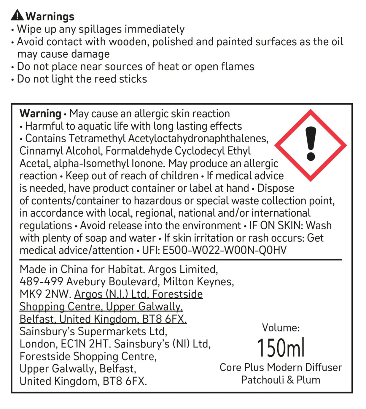 Habitat 150ml Scented Diffuser - Patchouli & Plum 5 Habitat 150ml Scented Diffuser - Patchouli & Plum - Image 5