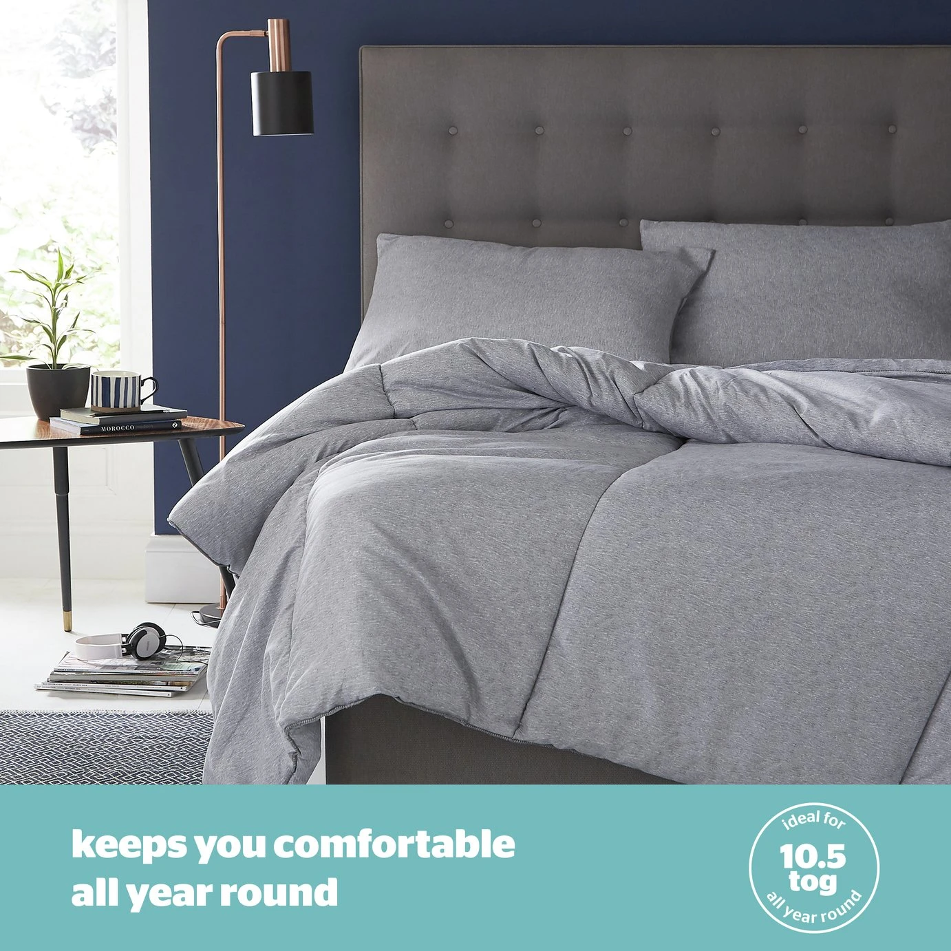 Silentnight Coverless 10.5Tog Grey Duvet & Pillowcase-Single 2 Silentnight Coverless 10.5Tog Grey Duvet & Pillowcase-Single - Image 2