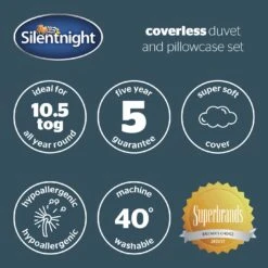 Silentnight Coverless 10.5Tog Grey Duvet & Pillowcase-Single 19 Silentnight Coverless 10.5Tog Grey Duvet & Pillowcase-Single -Home Products Store 4468624 R Z010A