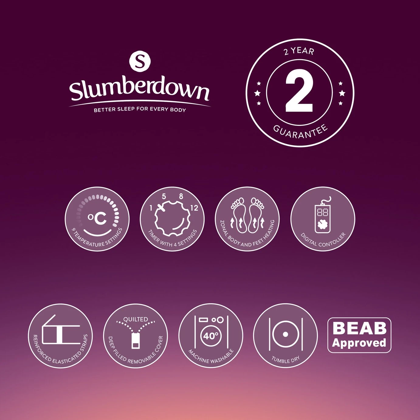 Slumberdown Perfectly Warm Luxury Electric Blanket-King Dual 12 Slumberdown Perfectly Warm Luxury Electric Blanket-King Dual - Image 12