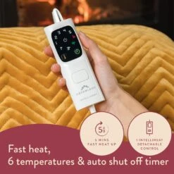 Dreamland Deluxe Velvet Mustard Heated Throw - Large -Home Products Store 4844994 R Z004A