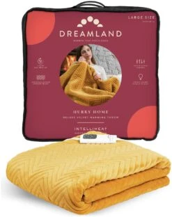 Dreamland Deluxe Velvet Mustard Heated Throw - Large -Home Products Store 4844994 R Z008A