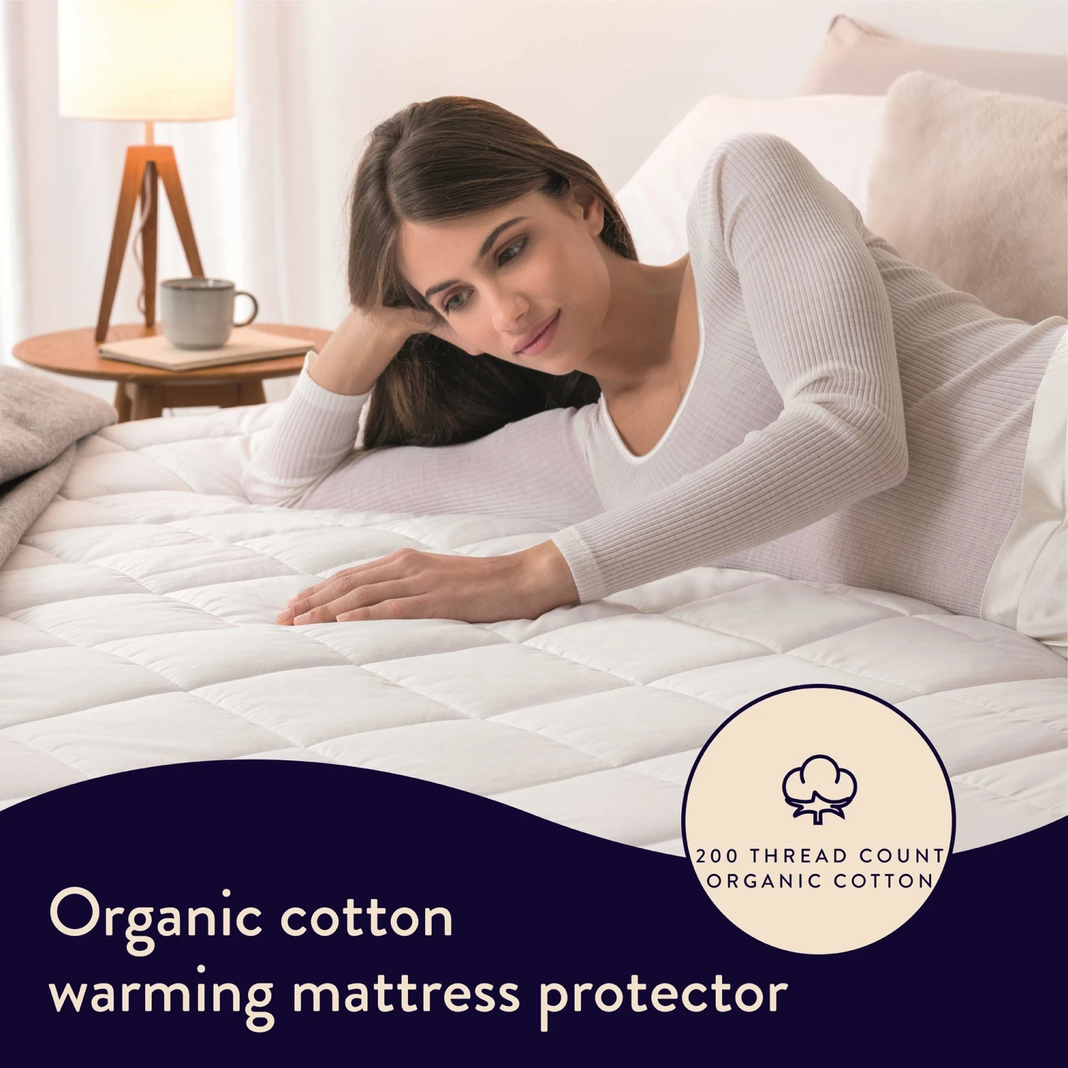 Dreamland Organic Cotton Warming Mattress Protector-Double 2 Dreamland Organic Cotton Warming Mattress Protector-Double - Image 2