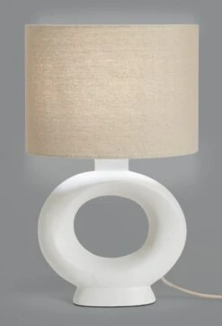 Habitat Nels Large Circle Ceramic Table Lamp - White & Beige -Home Products Store 5022887 R Z005A