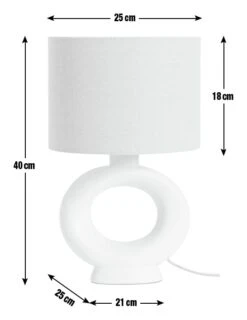 Habitat Nels Large Circle Ceramic Table Lamp - White & Beige -Home Products Store 5022887 R Z017A