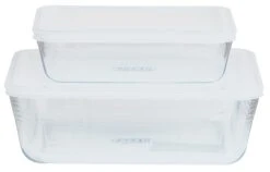 Pyrex Set Of 2 Glass Roasters With Plastic Storage Lids -Home Products Store 6209654 R Z002A