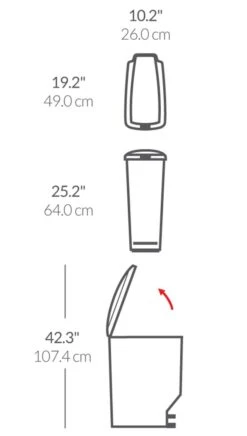 Simplehuman 40 Litre Plastic Slim Pedal Bin - Grey -Home Products Store 7277070 R Z020A