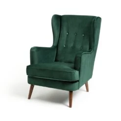 Habitat Callie Velvet Wingback Chair - Forest Green -Home Products Store 7878486 R Z002A