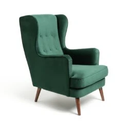 Habitat Callie Velvet Wingback Chair - Forest Green -Home Products Store 7878486 R Z004A