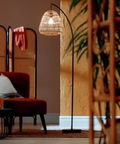 Habitat Rattan Arc Floor Lamp - Cream And Black -Home Products Store 8024789 R Z002C