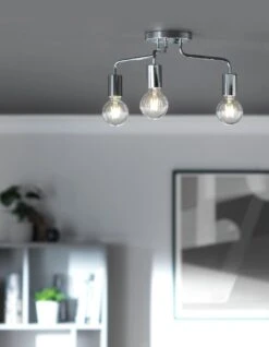 Habitat Rayner Steel 3 Light LED Flush Ceiling Light -Chrome -Home Products Store 8113621 R Z002C