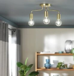 Habitat Rayner Steel 3 Light LED Flush Ceiling Light - Brass -Home Products Store 9048946 R Z002C