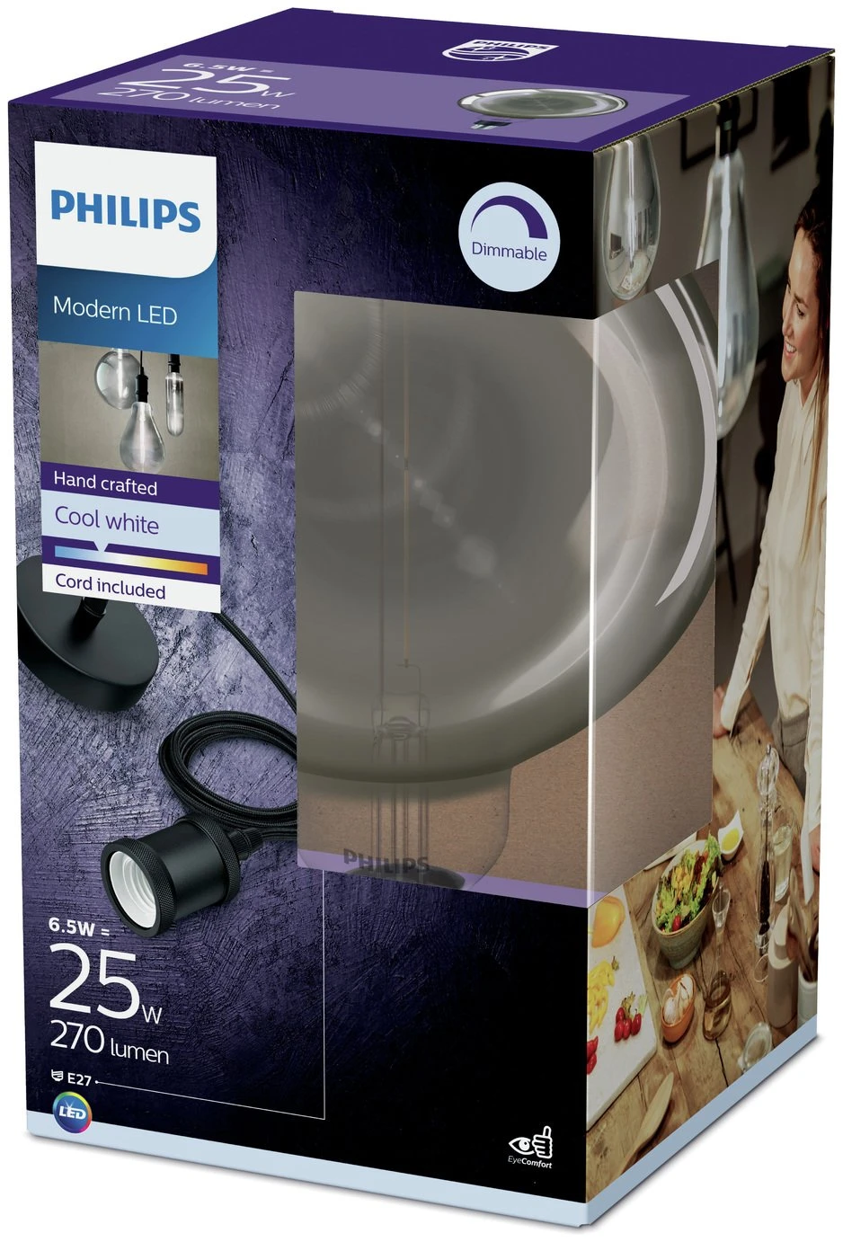 Philips LED Filament E27 6.5W (25W) Dim Giant Bulb + Cord 2 Philips LED Filament E27 6.5W (25W) Dim Giant Bulb + Cord - Image 2