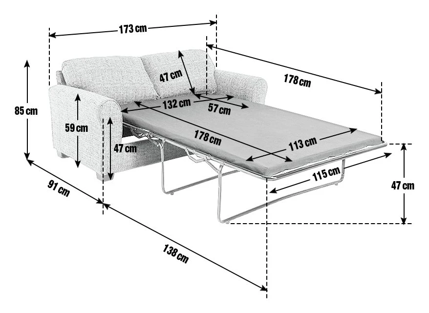 Habitat Lisbon Small Double Fabric Sofa Bed - Charcoal 5 Habitat Lisbon Small Double Fabric Sofa Bed - Charcoal - Image 5