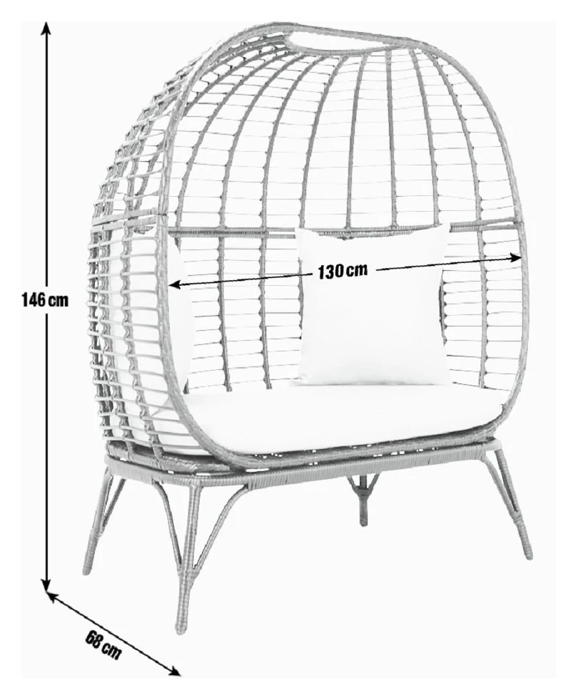 Habitat Kora 2 Seater Egg Bench - Black 3 Habitat Kora 2 Seater Egg Bench - Black - Image 3