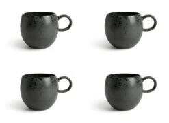 Habitat Set Of 4 Preto Stoneware Mugs
