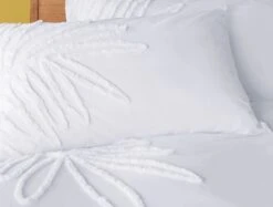 Habitat Cotton Tufted Leaf White Bedding Set - Double -Home Products Store 9328587 R Z004A