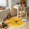 Habitat Kids Lion Face Circle Rug - Yellow - 100x100cm