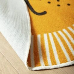 Habitat Kids Lion Face Circle Rug - Yellow - 100x100cm 9 Habitat Kids Lion Face Circle Rug - Yellow - 100x100cm -Home Products Store 9338065 R Z003C