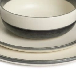 Habitat Stripe 12 Piece Stoneware Dinner Set - Multicoloured -Home Products Store 9360992 R Z001B